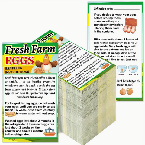 50pk Egg handling instructions for selling eggs