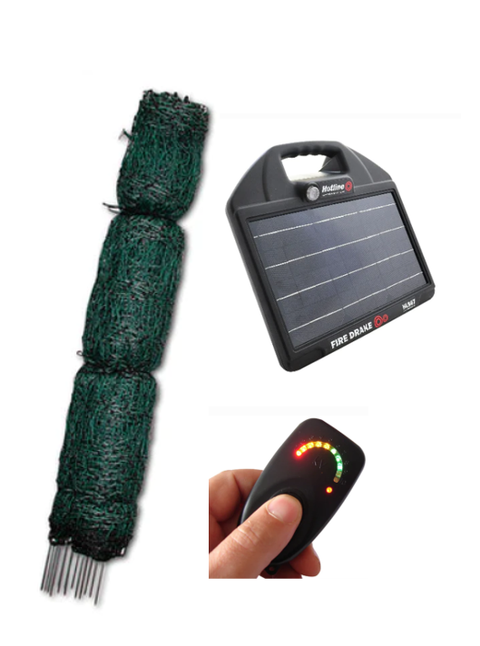 Hotline 50m Fence + Fire Drake 67 Solar Energizer + Volt Tester Combo #3
