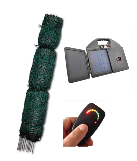 Hotline 25m fence + Fire Drake 200 Solar Energizer + Volt tester Combo #8