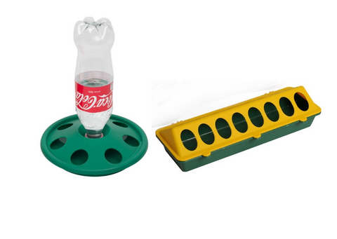 Chick Feeder 16 Hole + Bottle Drinker 7 Hole Combo