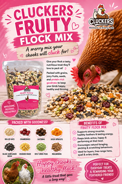 Cluckers Fruity Flock Mix 1.5kg