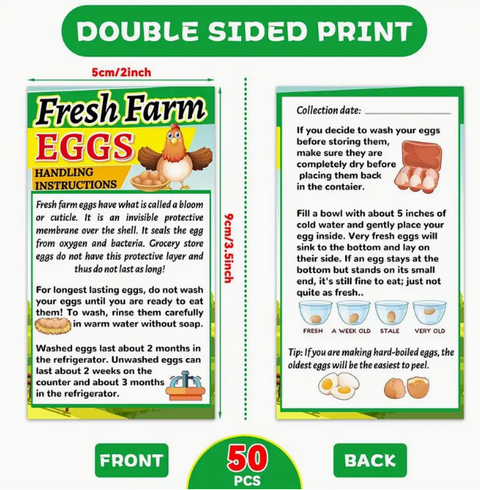 50pk Egg handling instructions for selling eggs