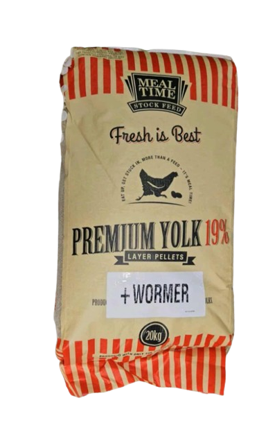 Meal Time Premium Yolk + WORMER 19% Layer Pellets