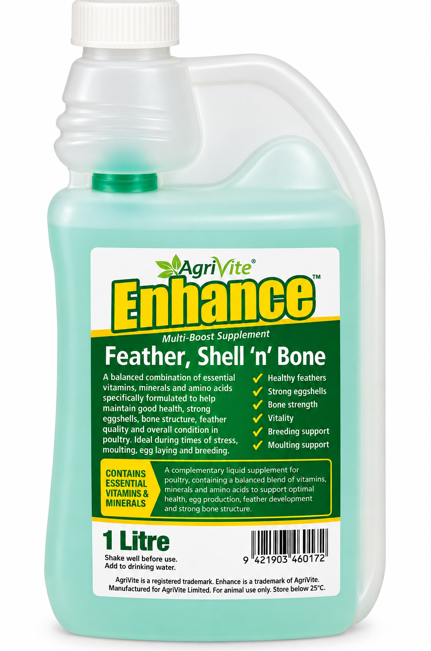 Agrivite Enhance  1 Litre Feather, Shell 'n' Bone Supplement