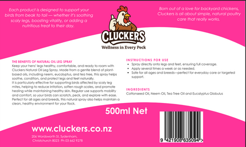 Cluckers "Natural Oil Leg Spray" 500ml
